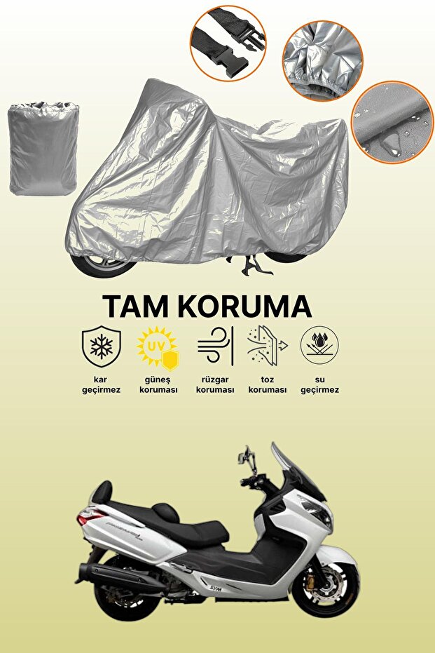 Gray Rear Bag and Lock Incompatible Sym Maxi 400I Compatible Motorcycle Tarpaulin