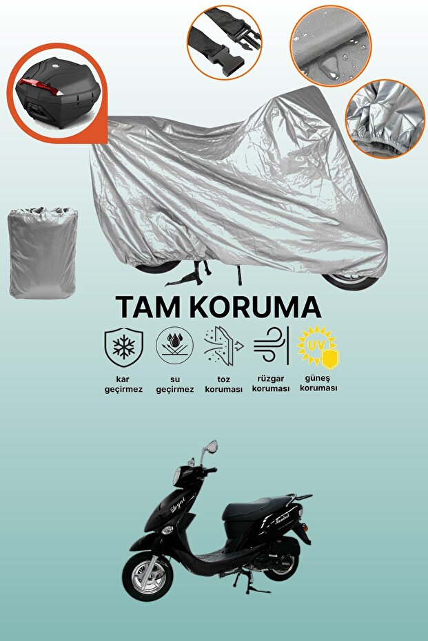Gray Rear Bag Compatible Mondial 100 Loyal Compatible Motorcycle Cover, Protective Cover