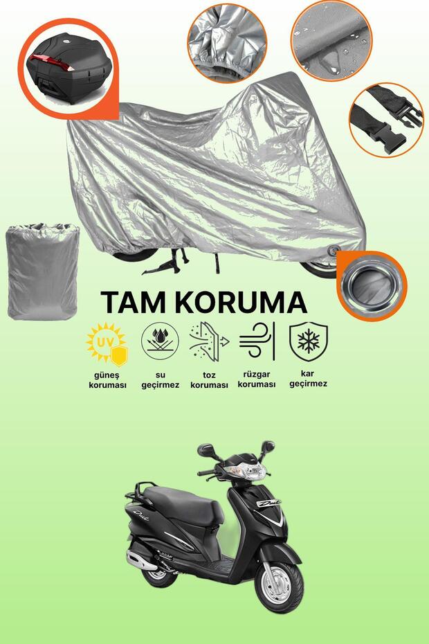 Gray Lock and Tail Bag Compatible Hero Duet Vx 110 Compatible Motorcycle Tarpaulin, Protection Cover