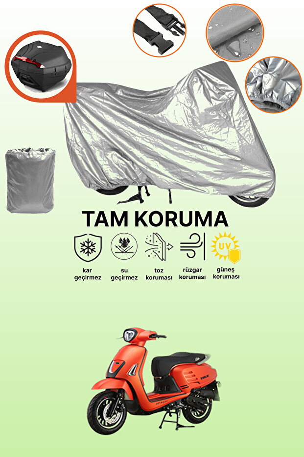 Gray Rear Bag Compatible with Apachi True 50 Compatible Motorcycle Cover, Protective Cover