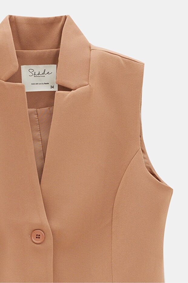 Kamel Kaçık Yaka Kuplu Yelek - 3