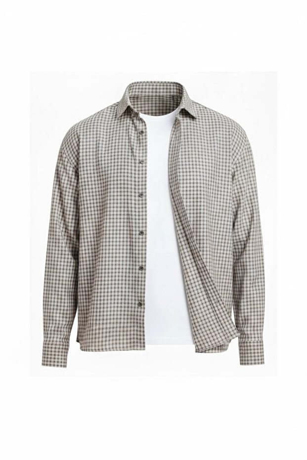Jonas Plaid Small Check Relaxed Fit 100% Cotton Flannel Fabric Men's Shirt - Green