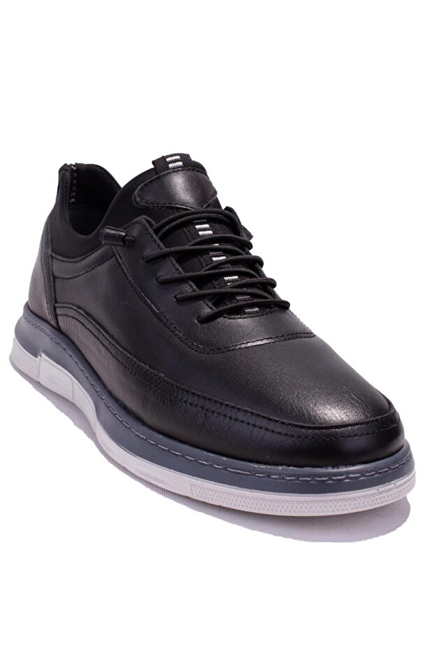 DMA08-630 Black Orthopedic Daily Men's Leather Shoes