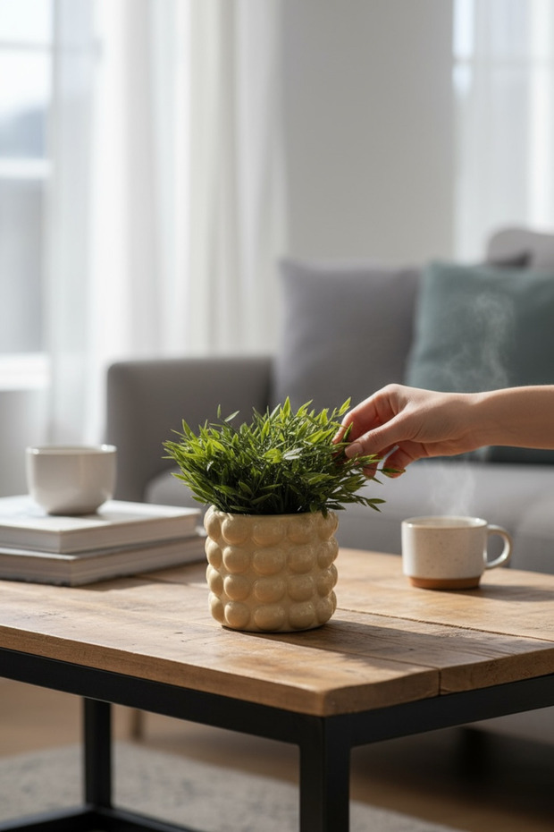 مزهرية سيراميك كريمية / حامل ملاعق - 2