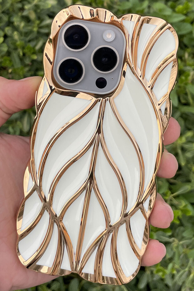 iPhone 14 Pro Case Leaf Pattern Glossy Anti-Knock Silicone Cover