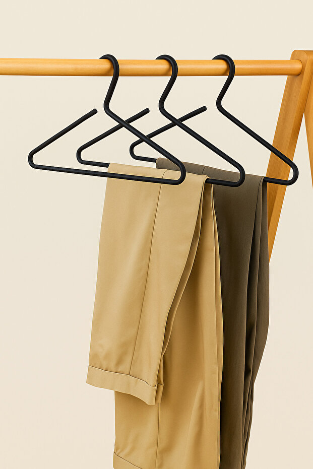 Black Metal Classic Hanger Set of 6 Clothes and Pants Organizer