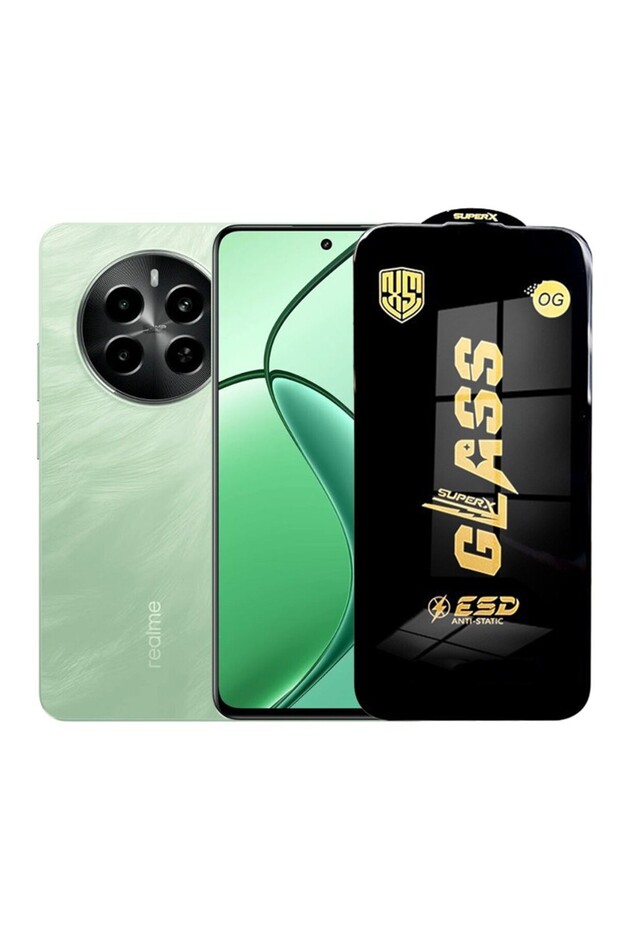 Screen Protector for Realme P1, , ESD Tempered Glass, Black Edges,