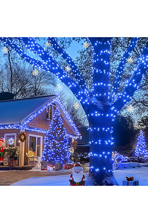 Set of 2 Linear Light Strings (2x80 m), 8 Light Modes, Blue LEDs, IP44 - 8