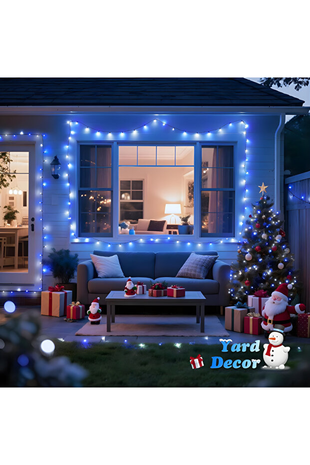 Set of 2 Linear Light Strings (2x80 m), 8 Light Modes, Blue LEDs, IP44 - 5