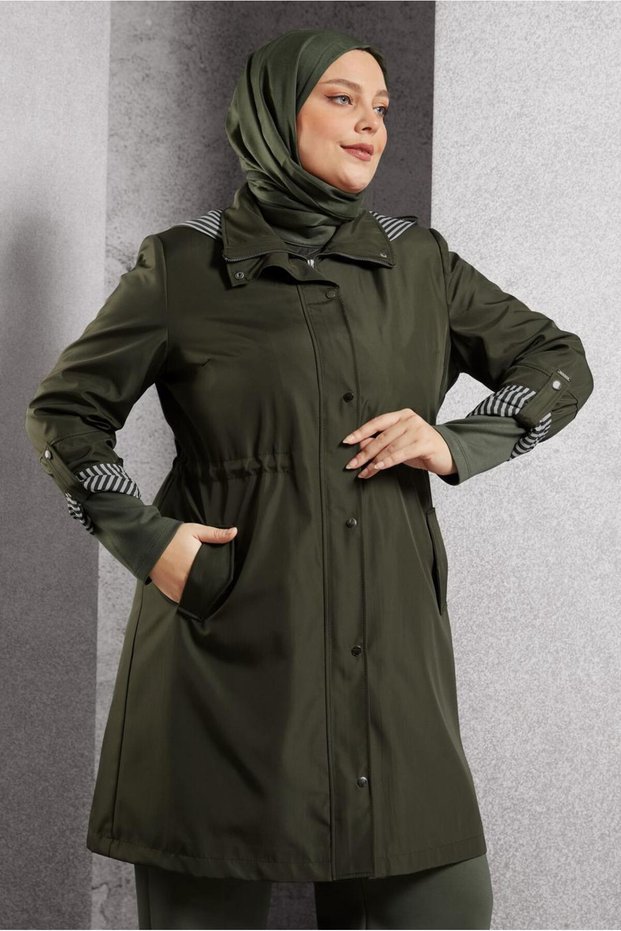 Hooded Plus Size Trench Coat 10918