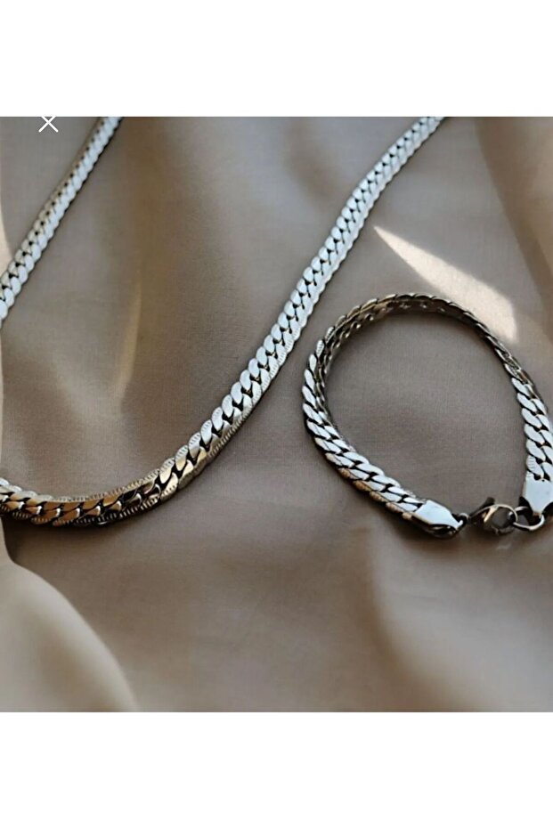 Çelik snake kolye & bileklik seti - 1