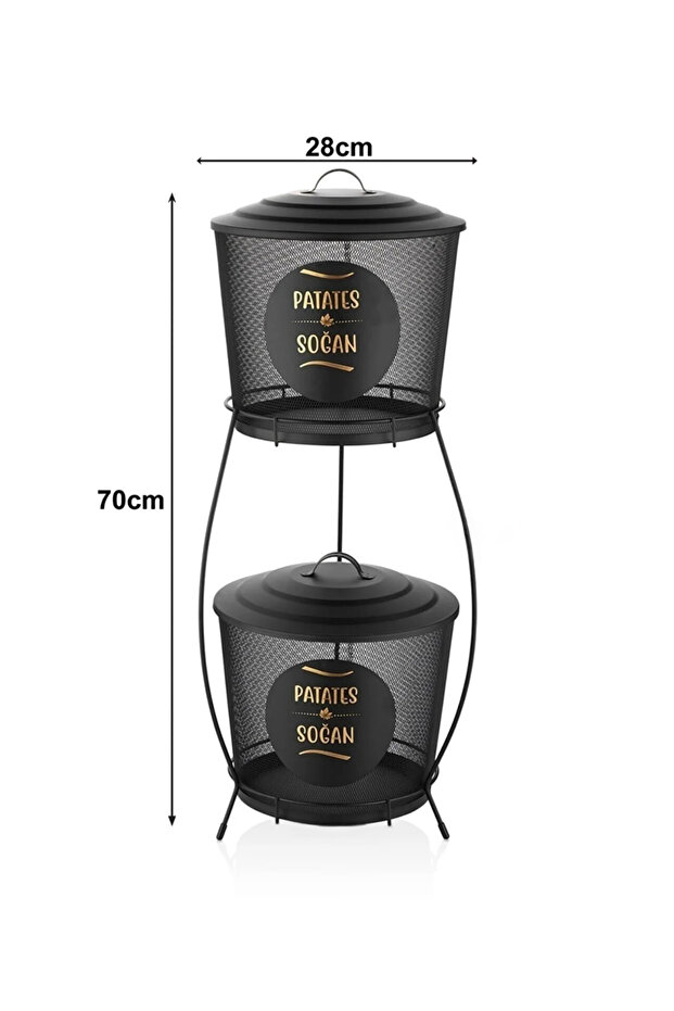 Metal 2 Katlı Sebzelik - Siyah - 2