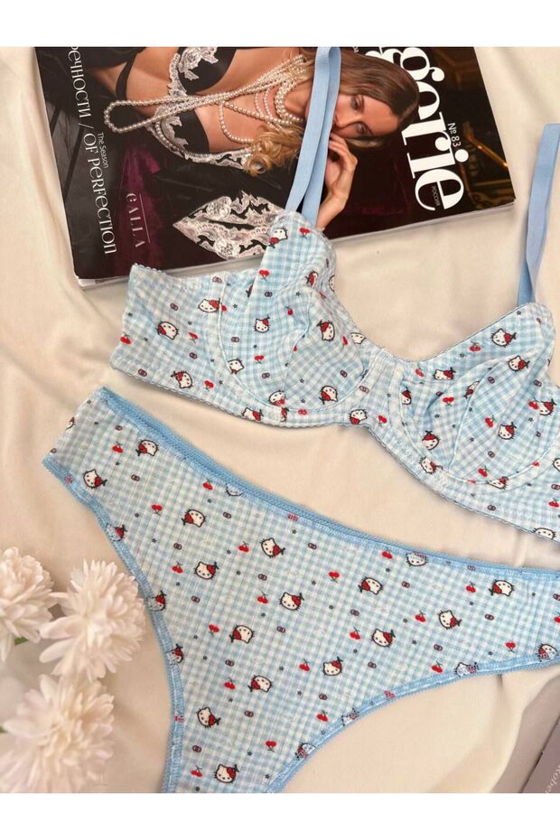 Hello Kitty Patterned Cotton Underwire Underwear Set - 2
