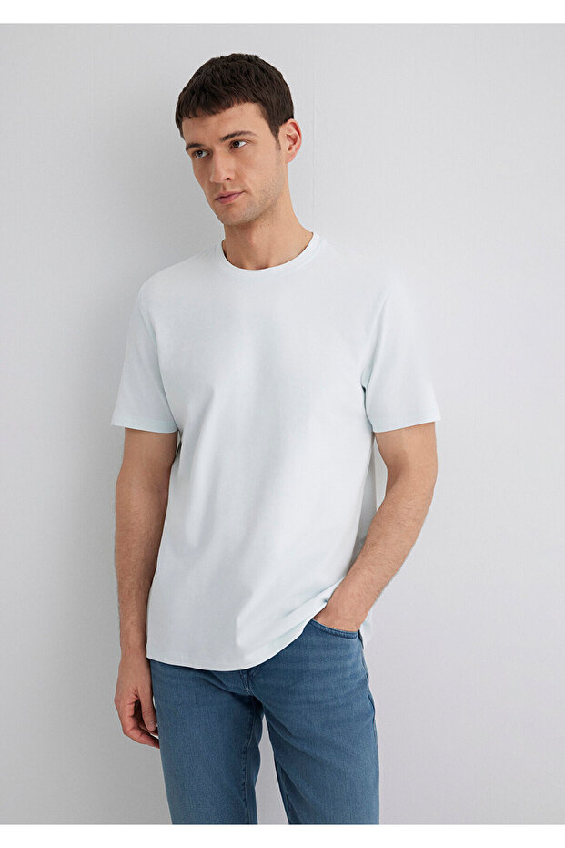 Stretch Açık Basic Tişört Regular Fit / Normal Kesim 0610252-70793 - 2