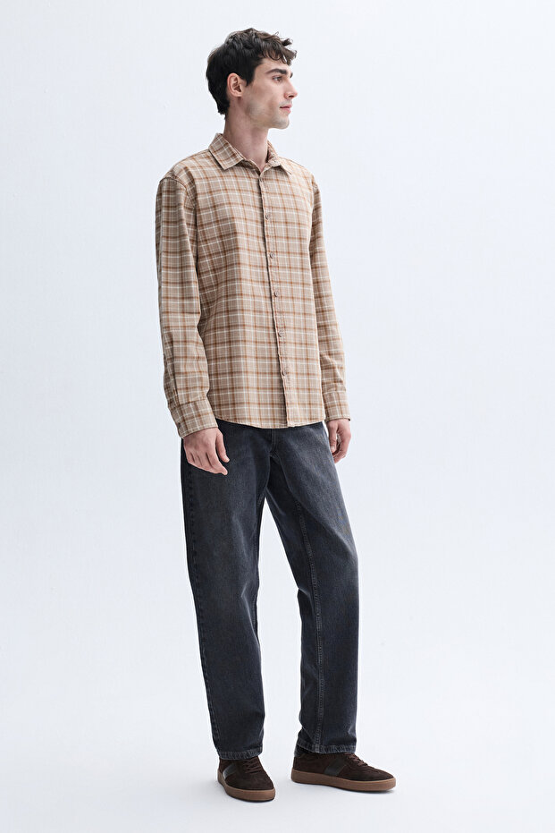 REGULAR FIT UZUN KOLLU EKOSELİ GÖMLEK - 4