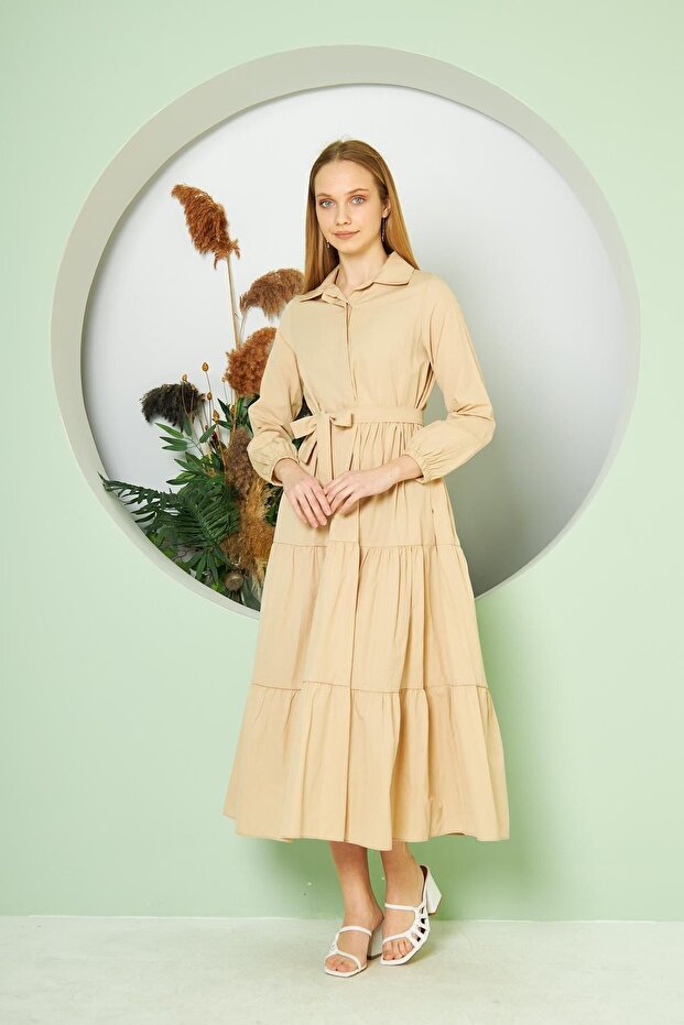 Women's Layered Shirt Collar Dress