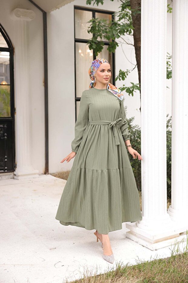 Kendinden Dokulu Elbise - 3