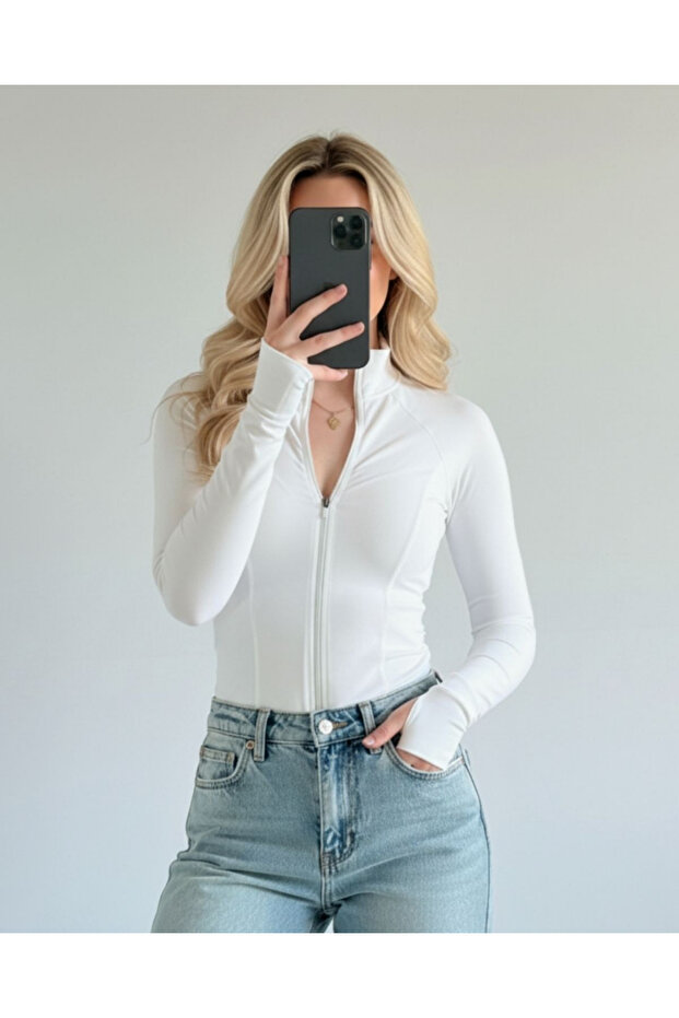 Bluză Y2K Rover Basic Slim Fit cu fermoar - 4