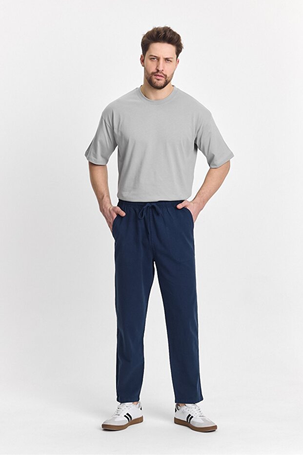Erkek Lacivert Regular Fit Basic Pantolon - 5