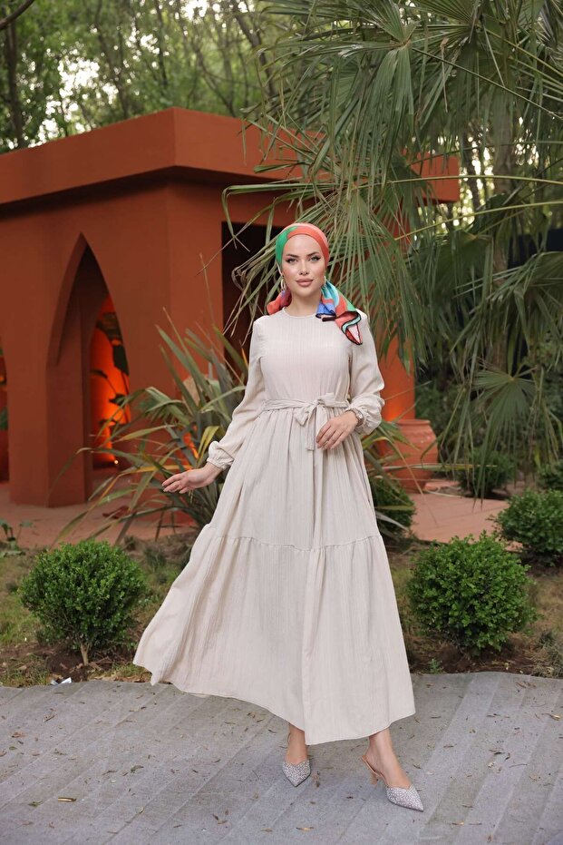 Kendinden Dokulu Elbise - 1