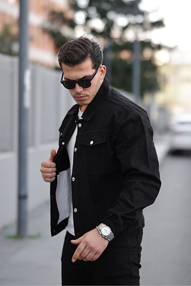 Çıtçıtlı Oversize Kot Ceket - 3