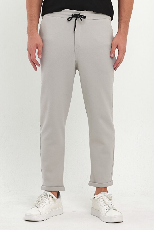GREY Men's Jogger Pants - Lakos Pattern, Cotton, Elastic Waist and Drawstring