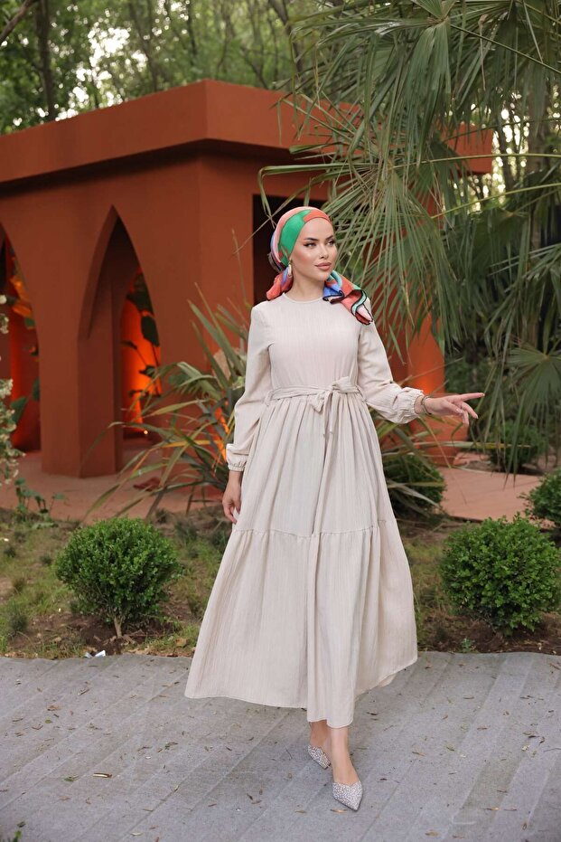 Kendinden Dokulu Elbise - 3