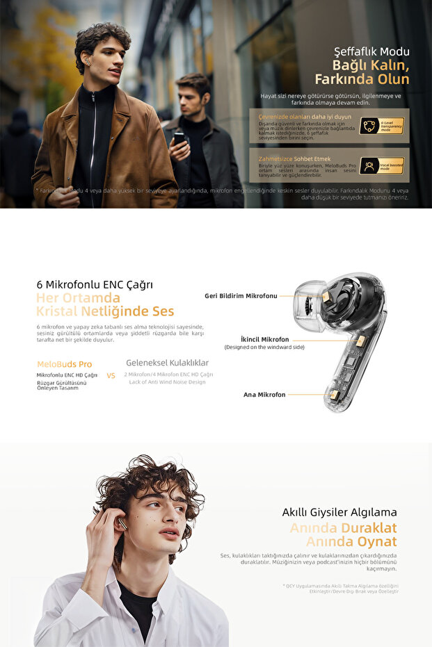 HT08 MeloBuds Pro Hi-Res LDAC Adaptif ANC 6 mikrofon Bluetooth 5.3 Kablosuz Kulaklık - 5