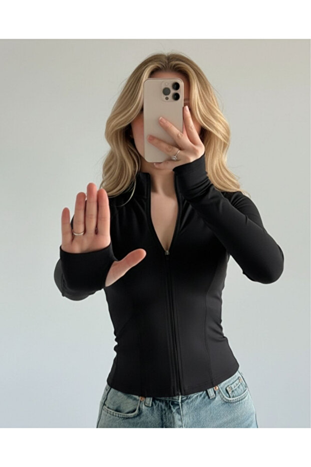 Y2K Rover Basic Slim Fit halenka na zip - 3