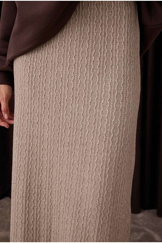 Dokulu Triko Etek Vizon - 5