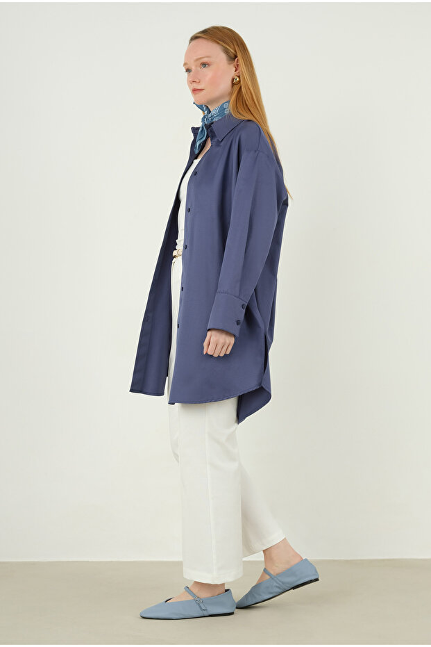 Poplin Gömlek 90 cm Kot Mavi - 3