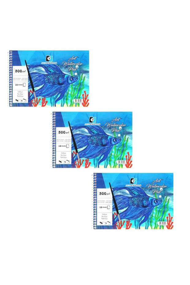 Art Spiral Watercolor Notebook A4 300 Gr. 12 Yp. Alx-3930 3-Piece
