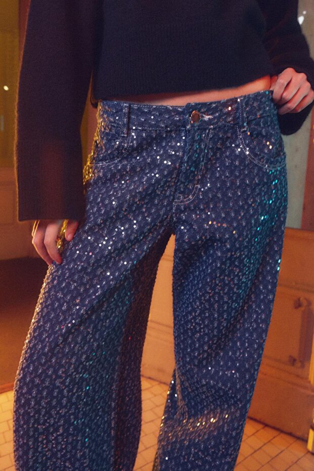 Pullu geniş paça jean - 4