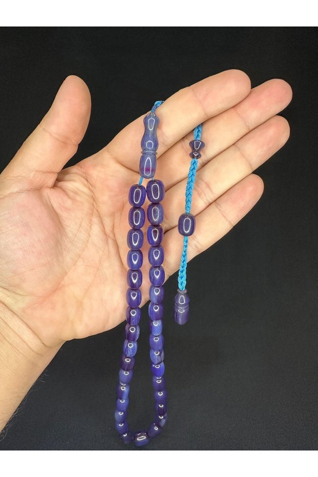 Dark Blue Colored Capsule Cut 11,5Mmx9,5Mm T-628 - Powder Amber Prayer Beads