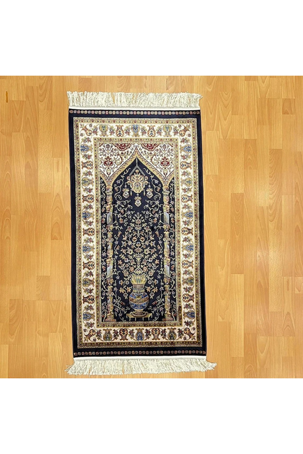 70X120 cm Silk Prayer Rug with Mihrap Tree of Life Pattern
