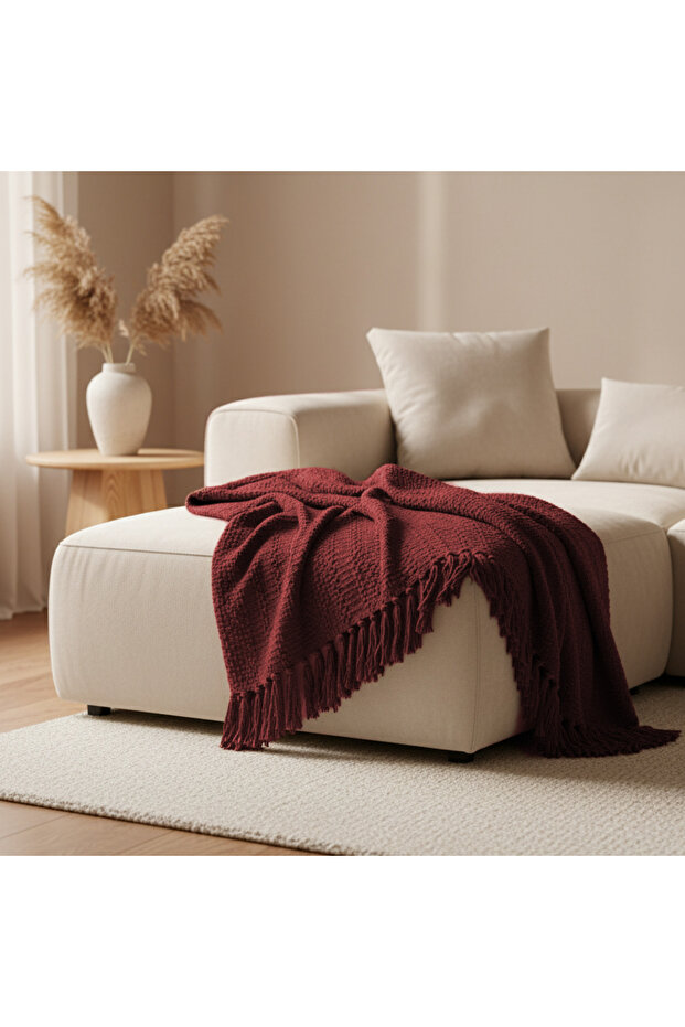 بطانية شينيل | شال كستنائي - 1