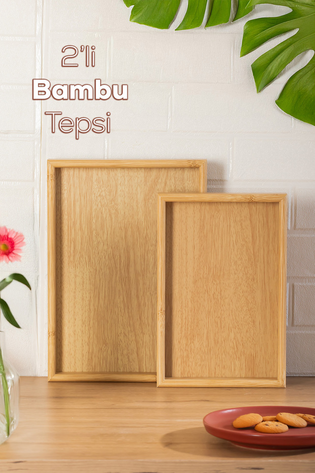 Pbt-362 Wooden Tray Set of 2 Tea Coffee Bamboo Presentation Tray Set
