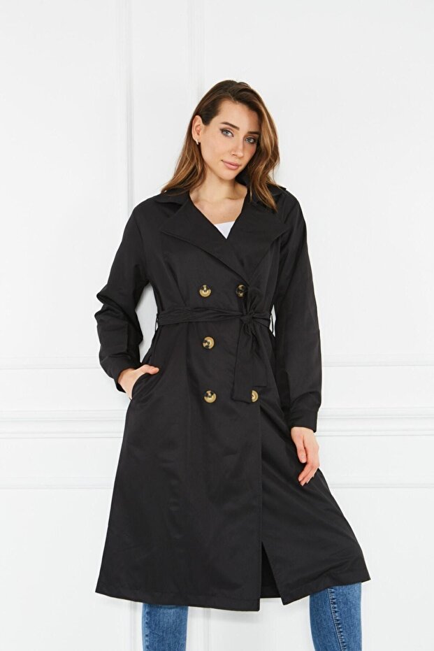 خندق صيفي غير مُبطن مع جيوب وأزرار وحزام - 1