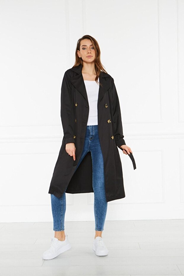 خندق صيفي غير مُبطن مع جيوب وأزرار وحزام - 4