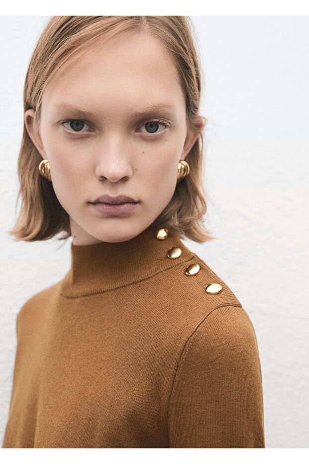 Perkins yaka düğmeli kazak - 8