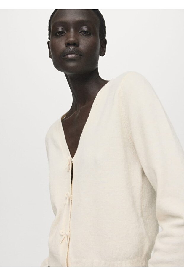 V-Neck Wool Blend Cardigan