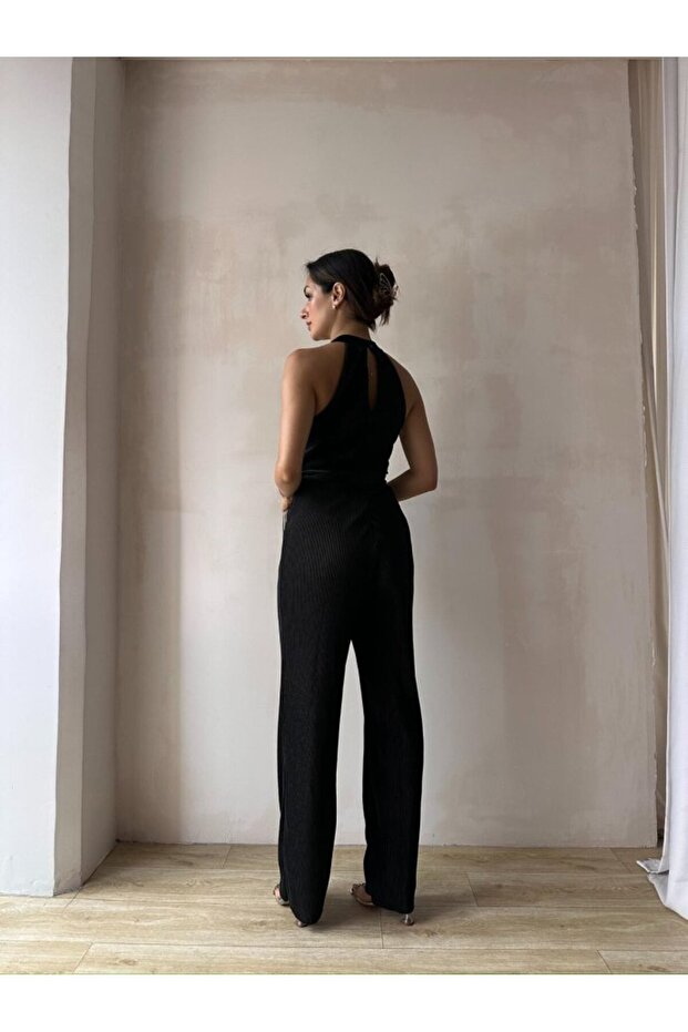 Kadın Fitilli Halter Yaka Abiye Tulum - 2