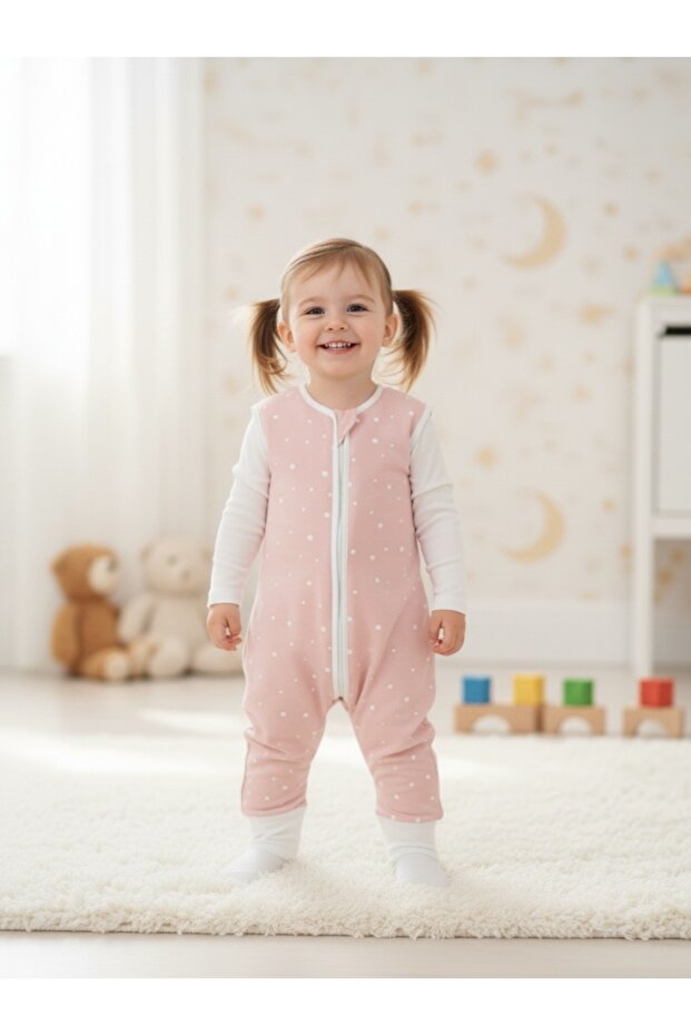 Winter 2.5 Tog Footed-Bootie Girls' Sleeveless, Zippered Sleeping Bag Polka Dot/Pink