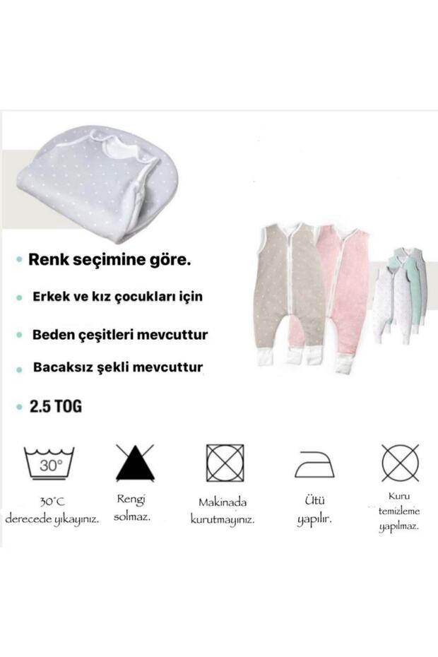 Kışlık 2,5 Tog Torba Kız Bebek Çocuk Kolsuz, Kolsuz Fermuarlı Uyku Tulumu/pembe - 7