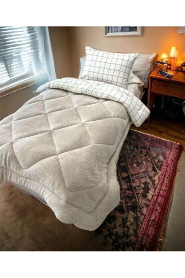 لحاف سيليكون فاخر مفرد من نوع Wellsoft Pufidik مزدوج الجوانب مقاس 155 × 215 + 1 غطاء وسادة