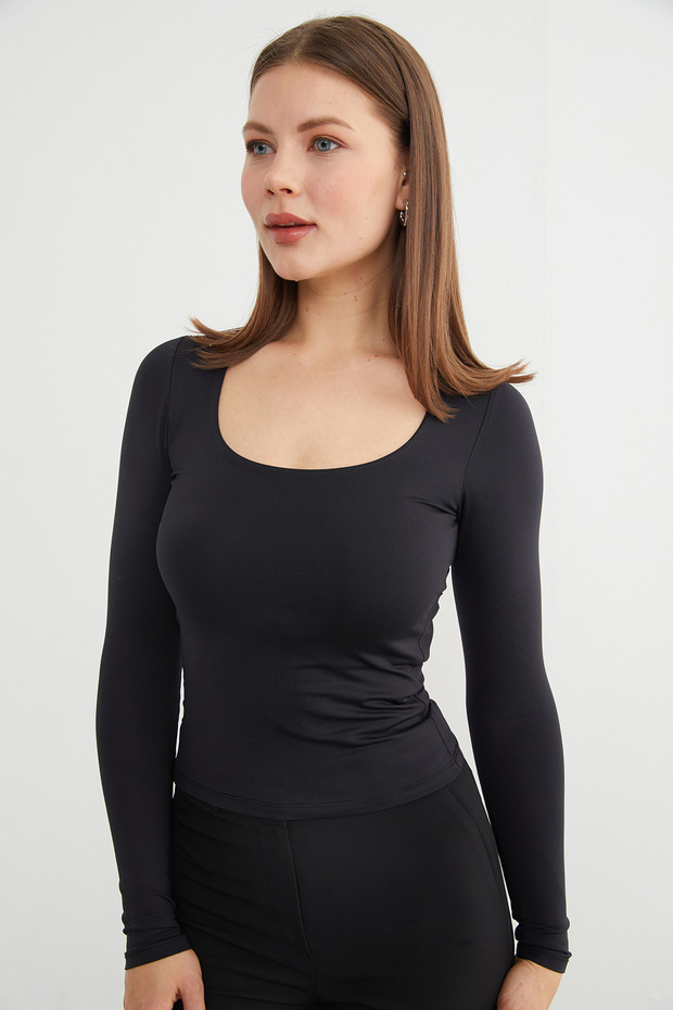 Basic Kare Yaka Bluz - 4