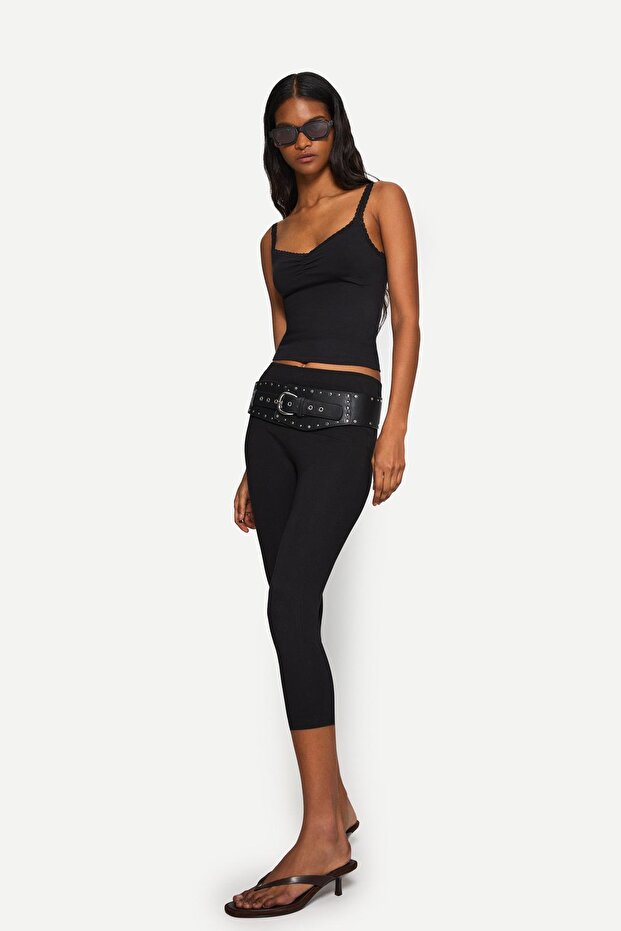 Askılı dantel bluz - 4