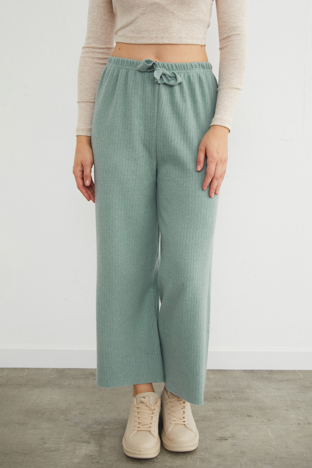 Basic Fitilli Beli Lastikli Pantolon - 2
