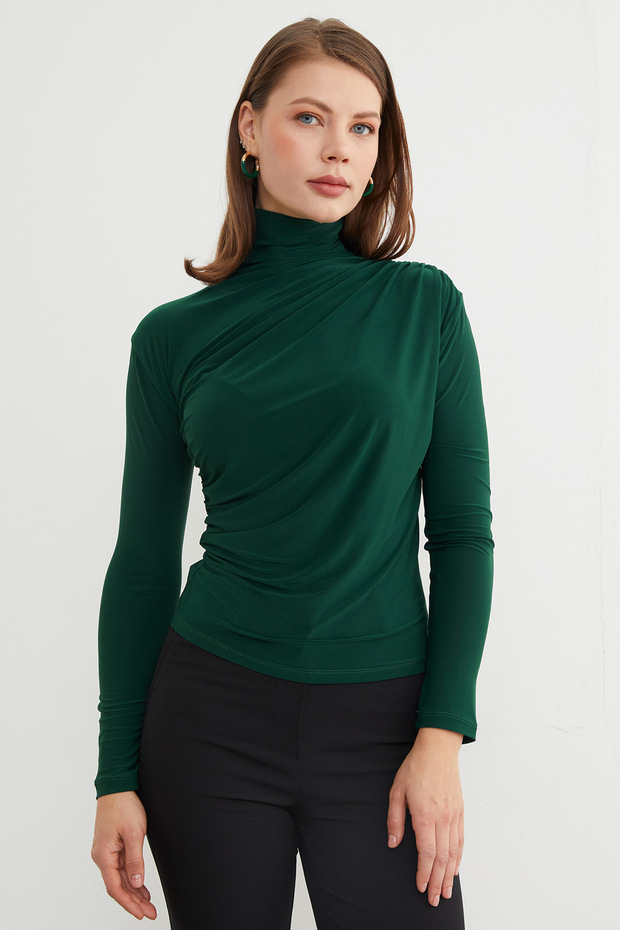 Basic Yanı Büzgülü Bluz - 2
