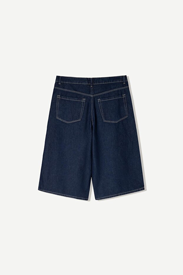 Bol denim bermuda şort - 5